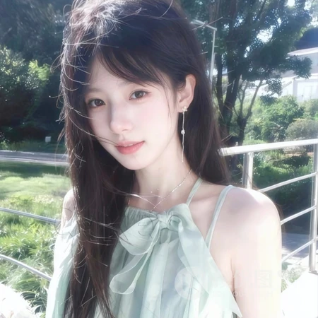 森系氛围感少女人像清新绿调女生头像系列