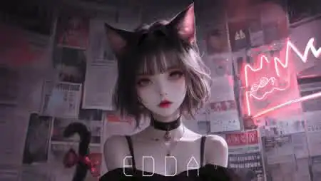 暗黑赛博风猫耳少女炫酷动漫壁纸