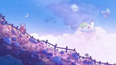 梦幻云端登山治愈像素风动漫插画壁纸