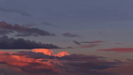 黄昏火烧云浪漫天空治愈风景桌面壁纸