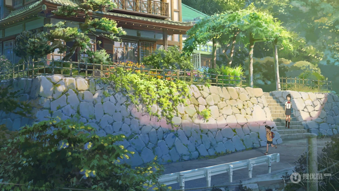 清新日系治愈系夏日小镇动漫场景壁纸