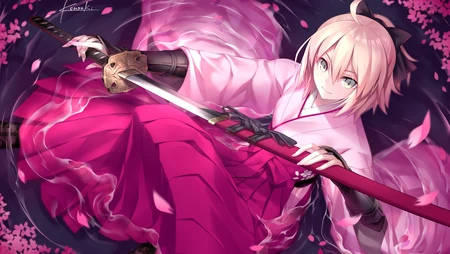 Fate冲田总司樱花武士动漫桌面壁纸