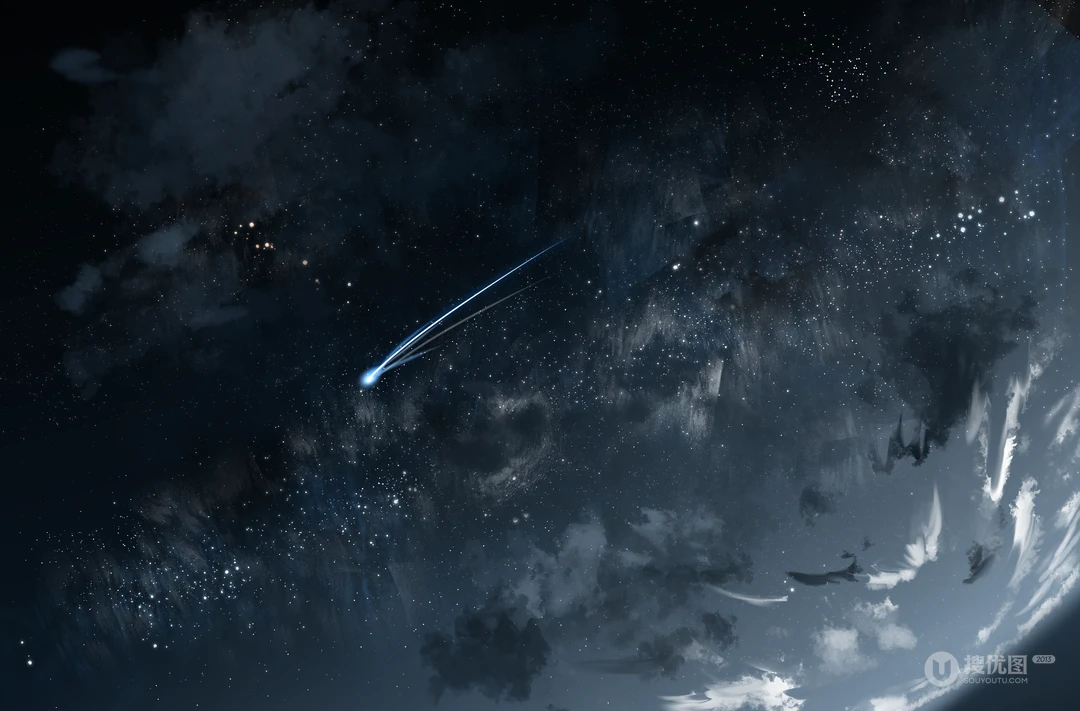 暗黑星空流星划过唯美夜空治愈壁纸