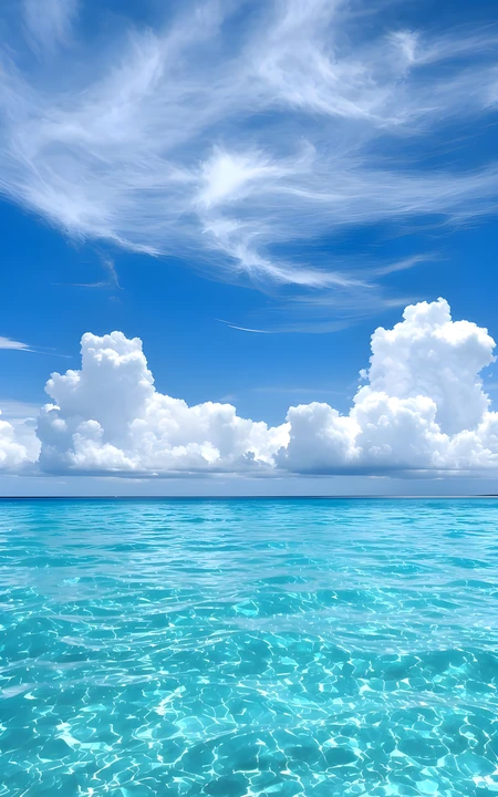 澄澈碧海蓝天清新治愈海滨自然风光