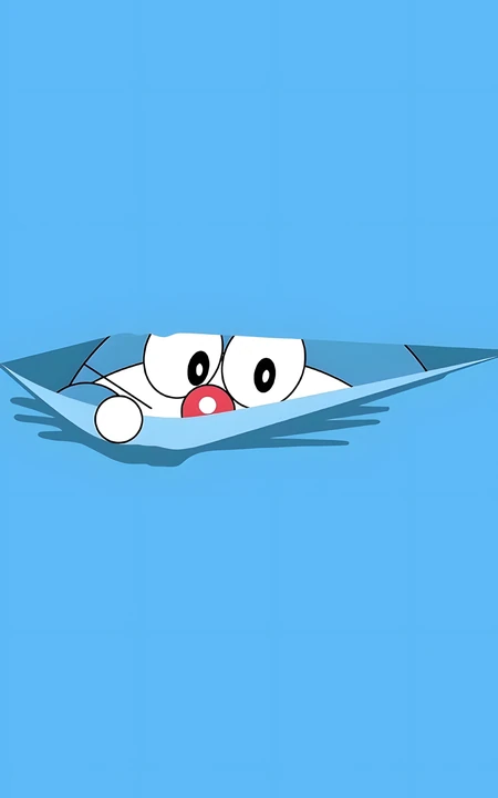 可爱哆啦A梦躲在裂缝里创意手机壁纸
