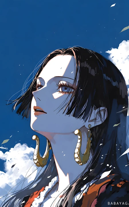 蓝天白云下海贼王女帝汉库克动漫壁纸