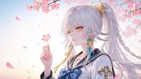 崩坏星穹铁道景元水手服樱花同人手绘壁纸