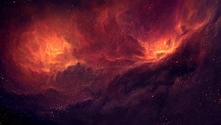 璀璨橙红色星云星空宇宙风景桌面壁纸