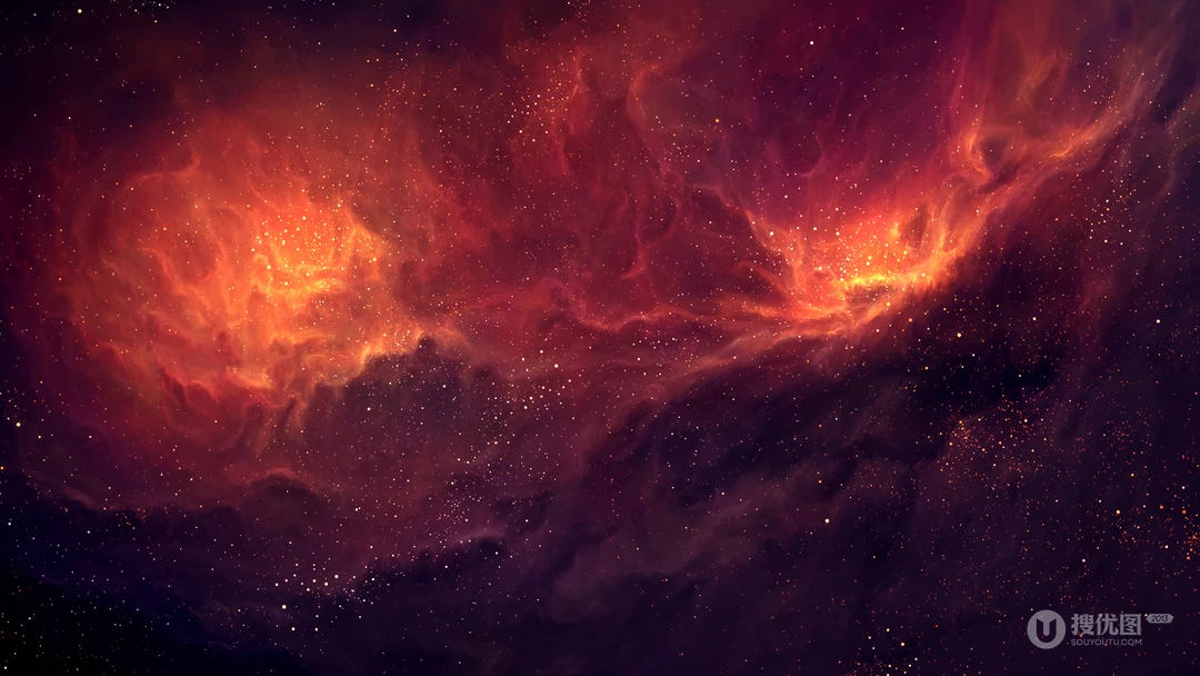 璀璨橙红色星云星空宇宙风景桌面壁纸