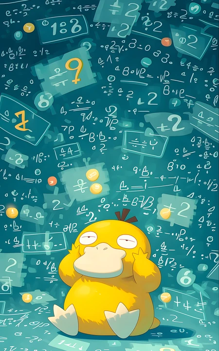 宝可梦可达鸭头疼数学公式创意卡通壁纸