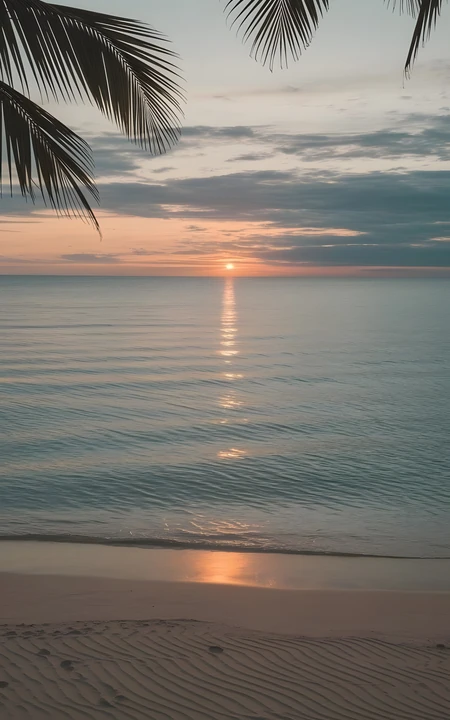 海边日落椰林沙滩治愈海景自然风光