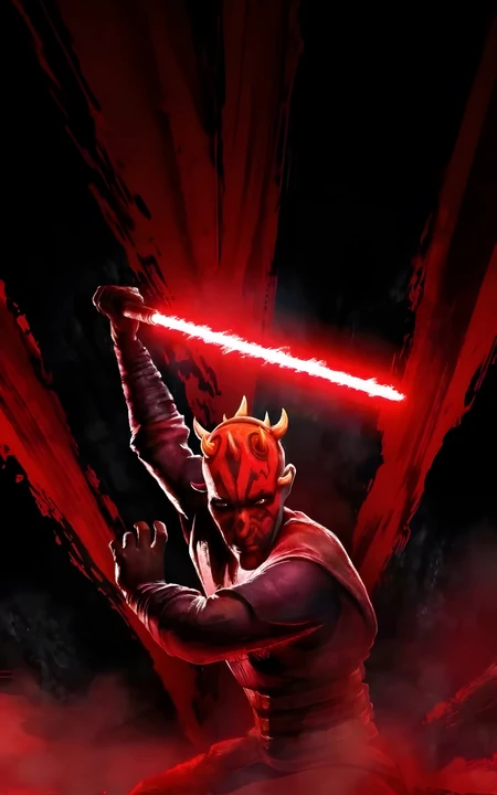 星球大战达斯摩尔手持红色光剑战斗姿态壁纸