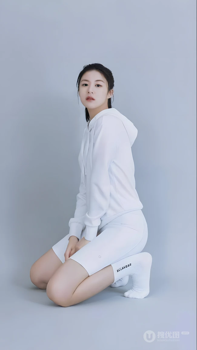清爽白色运动休闲套装美女写真