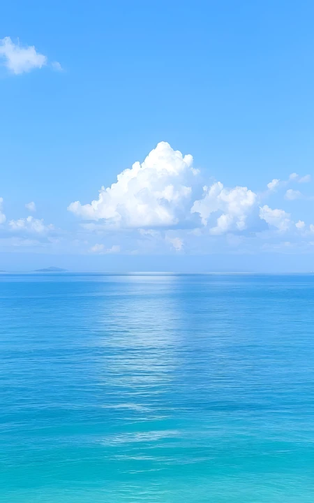 清新治愈蓝天白云碧海海景自然风光