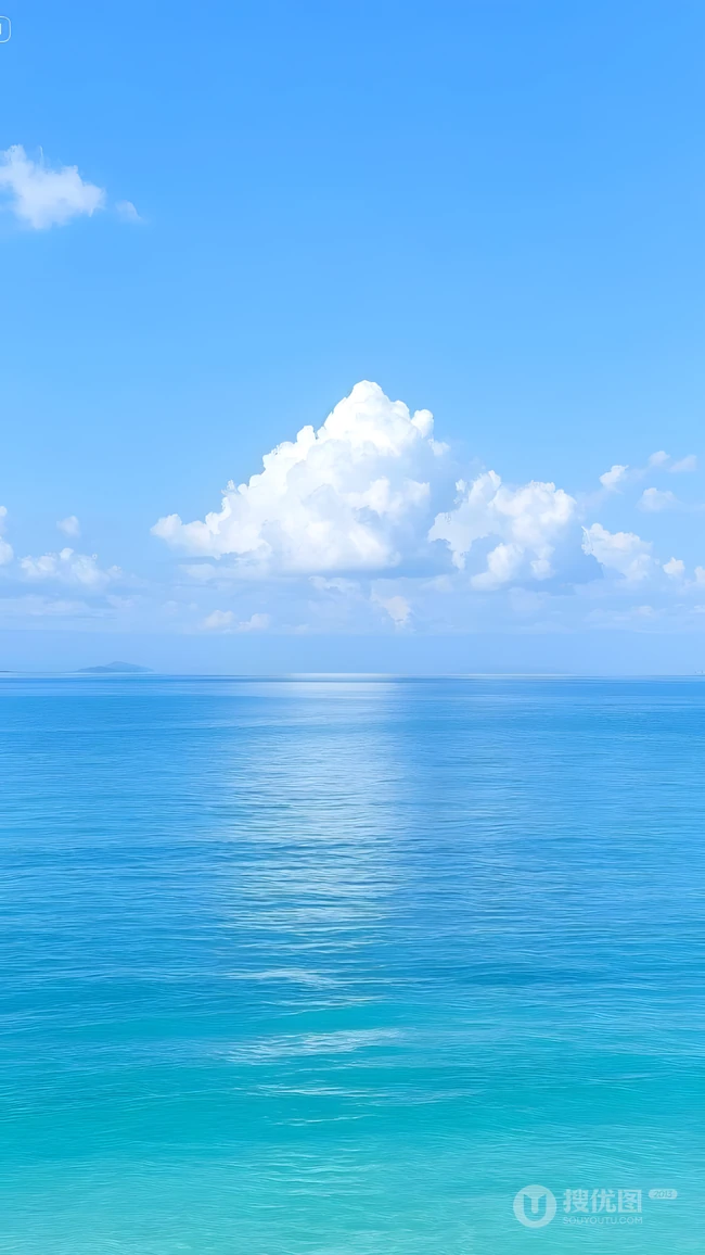 清新治愈蓝天白云碧海海景自然风光