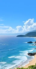 治愈海滨风景 澄澈蓝天碧海沙滩海景壁纸