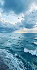 治愈海滨风景 澄澈蓝天碧海沙滩海景壁纸
