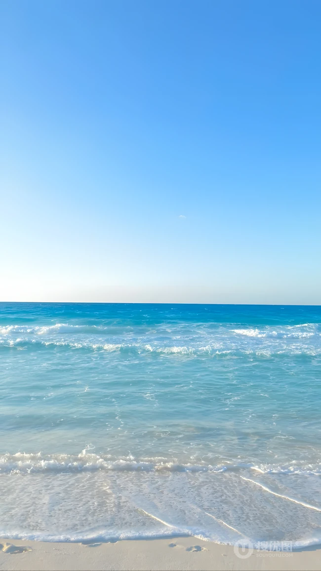 治愈海滨风景 澄澈蓝天碧海沙滩海景壁纸