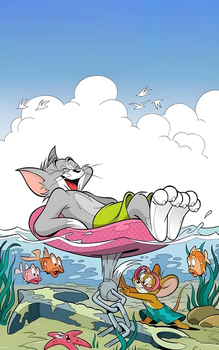 猫和老鼠汤姆杰瑞夏日海边度假趣味壁纸