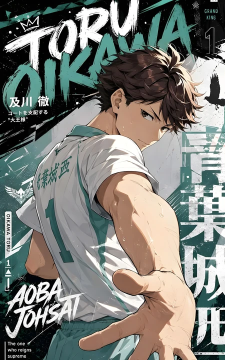 排球少年青叶城西及川徹酷帅同人插画