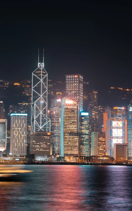 香港维多利亚港夜景 中银大厦城市建筑风光
