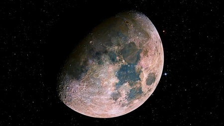 漆黑星空背景下高清月球实拍风景图
