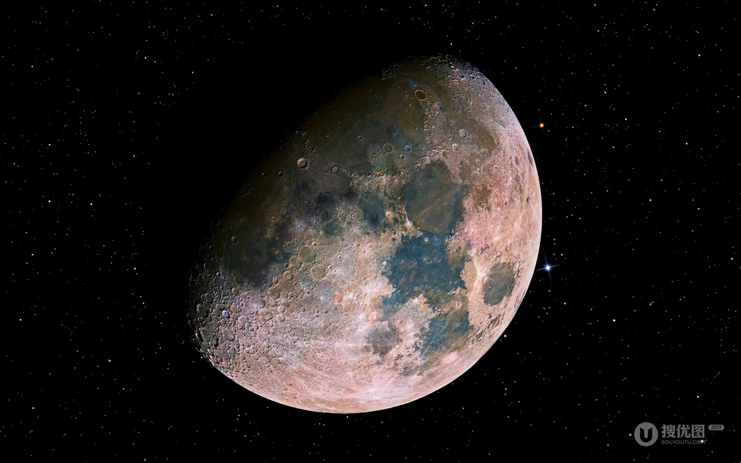 漆黑星空背景下高清月球实拍风景图