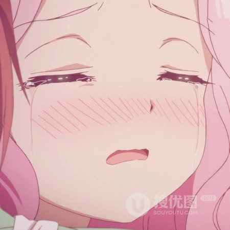 粉色头发动漫少女泪目表情系列头像