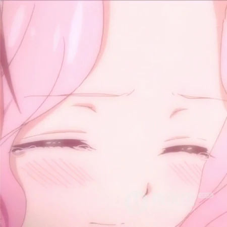 粉色头发动漫少女泪目表情系列头像