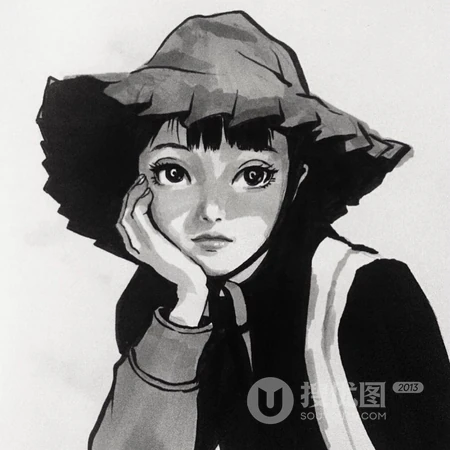 黑白手绘御姐女生动漫头像系列合集