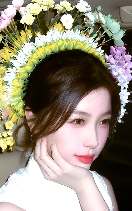 虞书欣簪花造型清新甜美系列写真图片