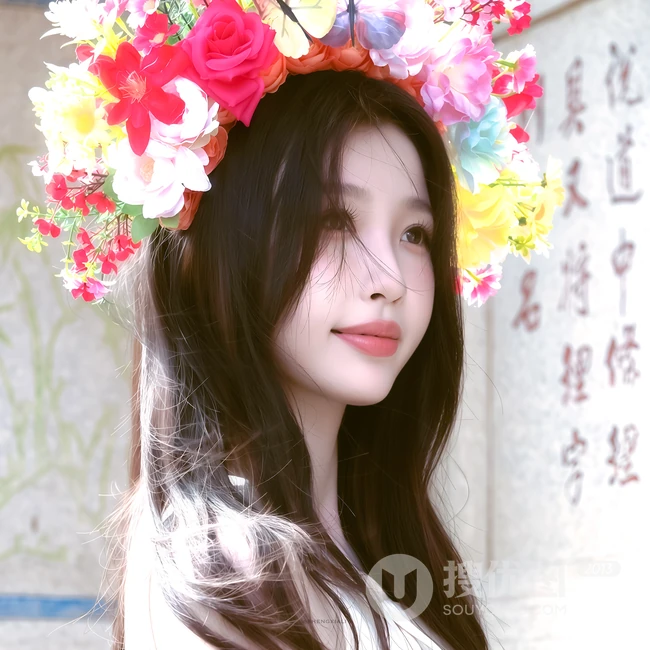 虞书欣簪花造型清新甜美系列写真图片