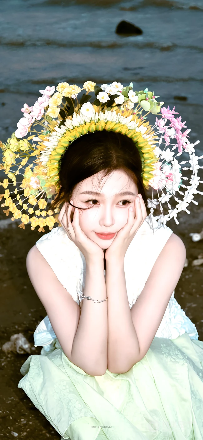 虞书欣簪花造型清新甜美系列写真图片
