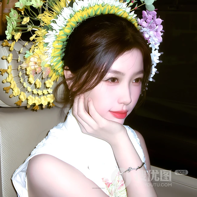 虞书欣簪花造型清新甜美系列写真图片