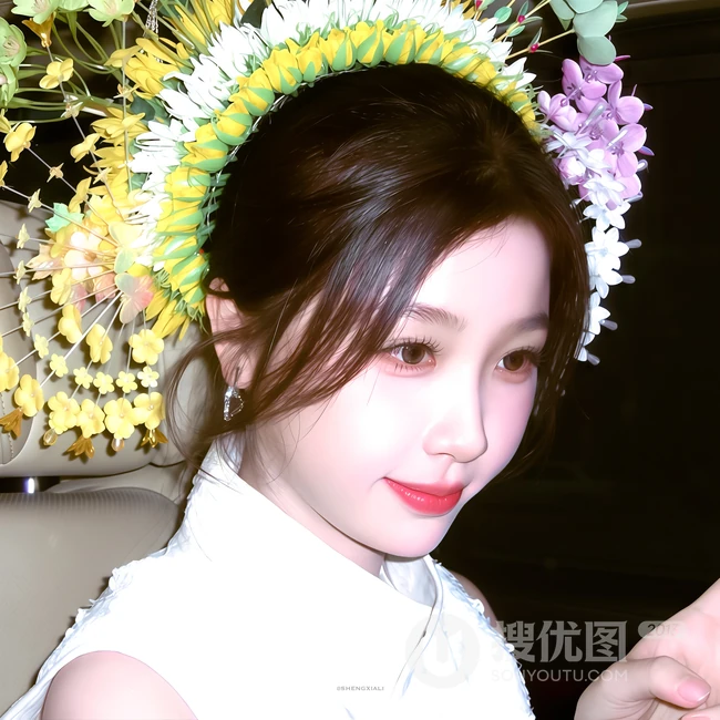 虞书欣簪花造型清新甜美系列写真图片