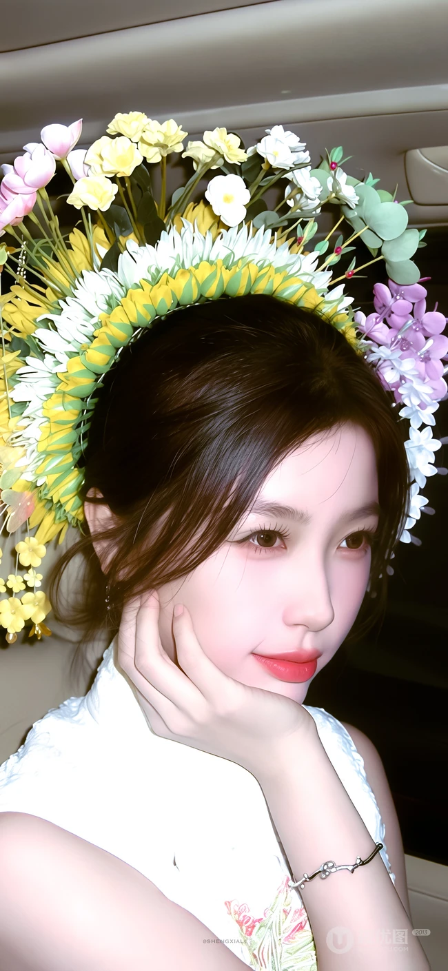 虞书欣簪花造型清新甜美系列写真图片