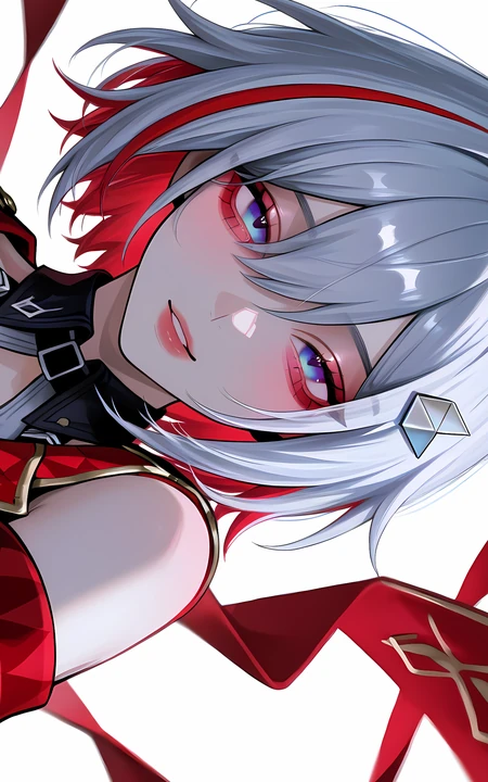鸣潮椿银发少女二次元角色插画