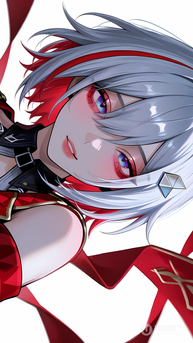鸣潮椿银发少女二次元角色插画