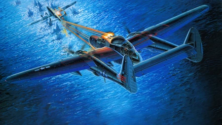 海上空战风格战机空中交战手绘插画