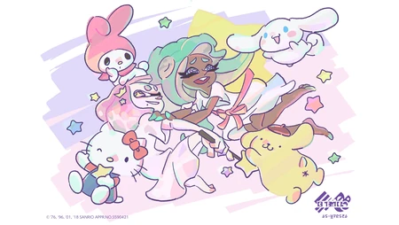 三丽鸥角色与Splatoon偶像可爱同人插画