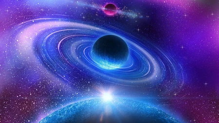 梦幻唯美宇宙星空行星风景插画