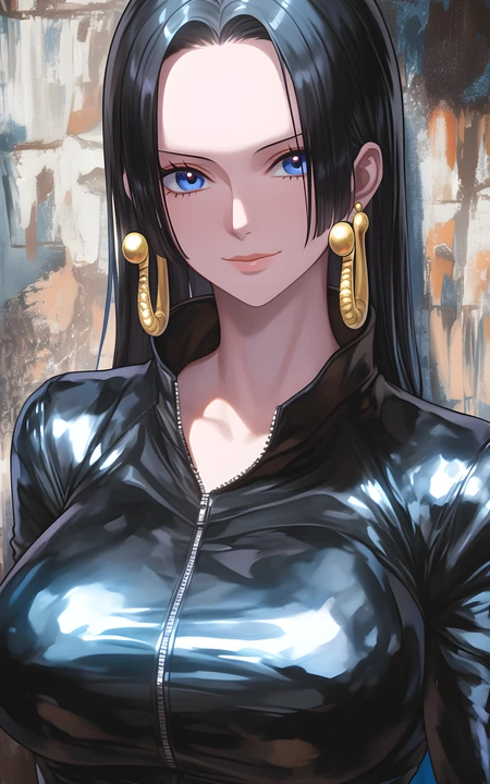 海贼王女帝波雅汉库克黑色皮衣系列插画