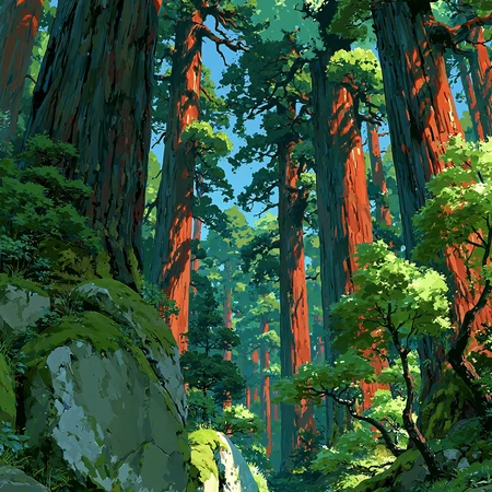 宫崎骏风治愈森林小径动漫风景插画系列