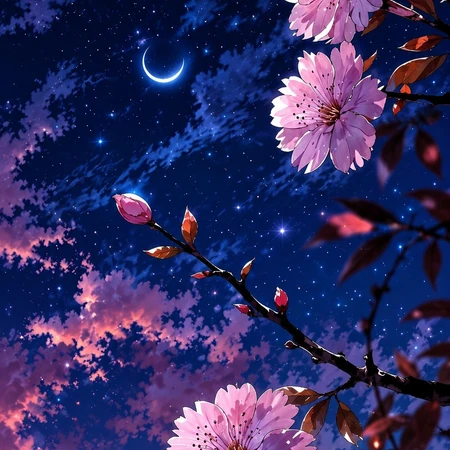 月夜繁花星空氛围感唯美场景系列组图