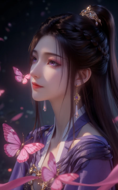 紫纱遮面古风紫衣&middot;紫灵&middot;美少女月夜蝶舞组图