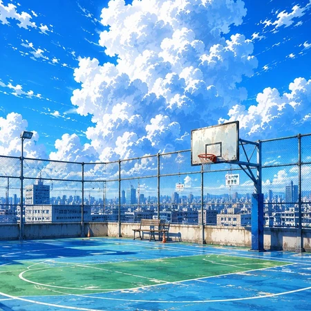 日系夏日晴空动漫风景插画组图