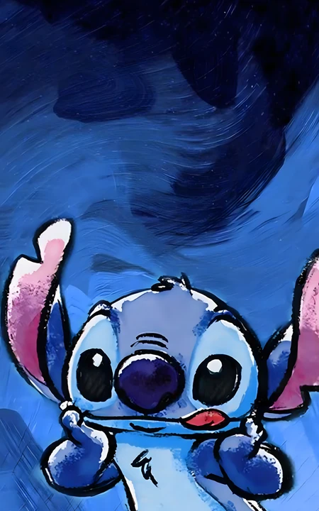 星际宝贝史迪奇蓝色手绘同人插画