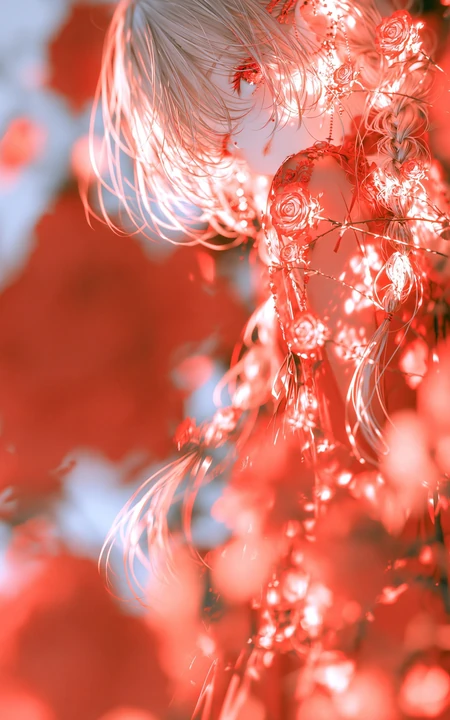 红玫瑰银发动漫少女氛围感插画合集