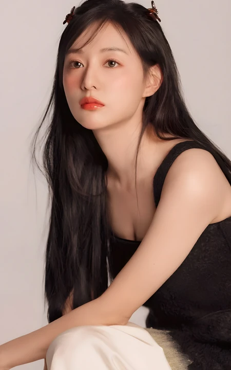 气质黑长直女性纯欲风棚拍写真