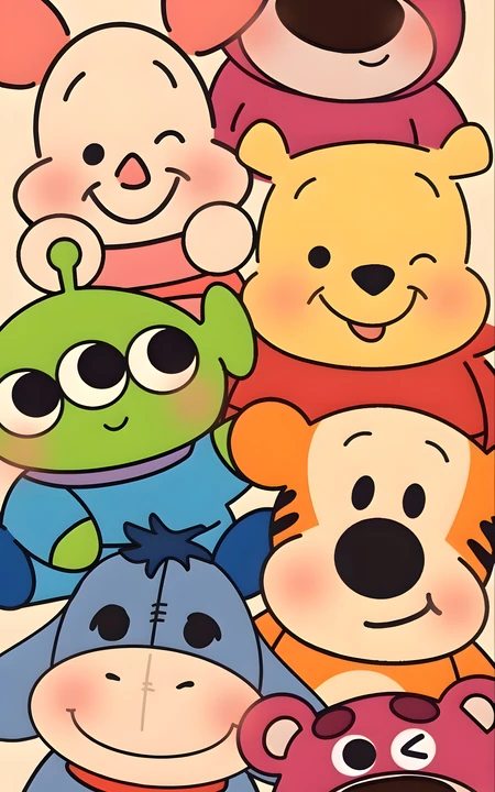 迪士尼卡通角色Q版叠叠乐可爱插画